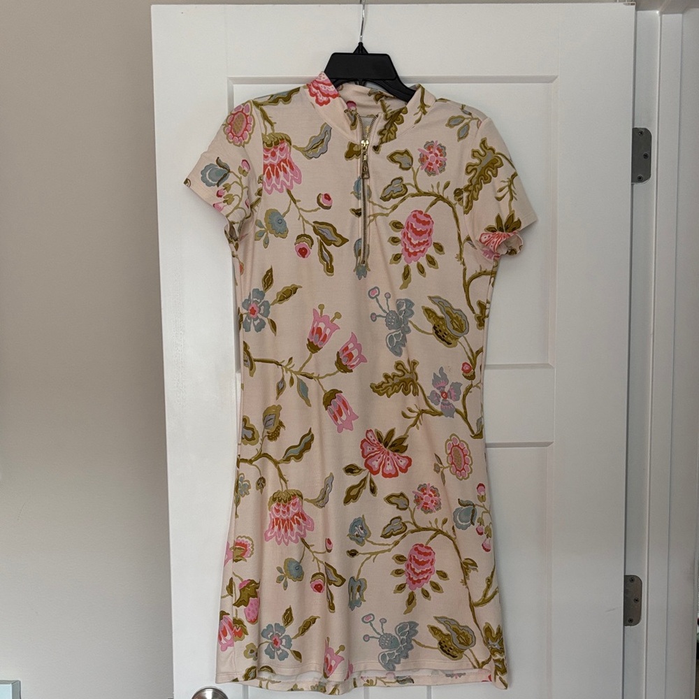 Spartina 449 Nora Half-Zip Floral Dress - Pink, Green, Blue